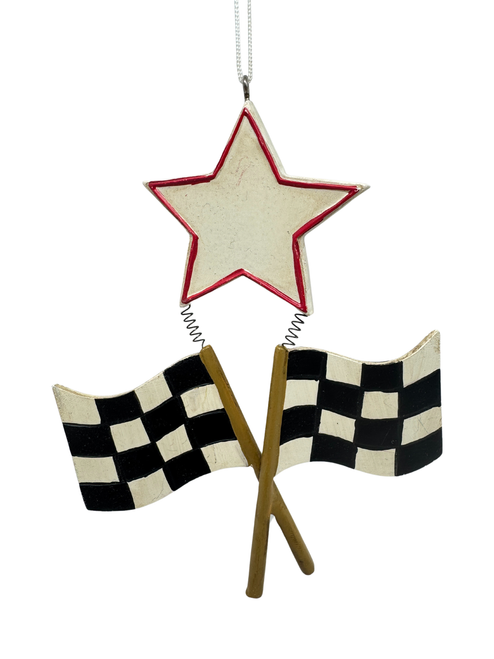 Racing Flags with Star Personalized Christmas Ornament