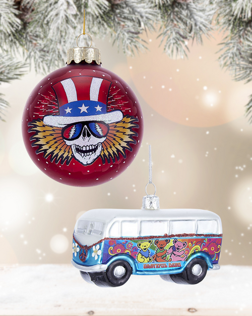 Grateful Dead Christmas Ornament Bundle – Bus & Red Glass Ball  Christmas Ornaments | Officially Licensed, Set of 2