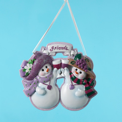Two Snow Friends Personalized Ornament 4 Inch
