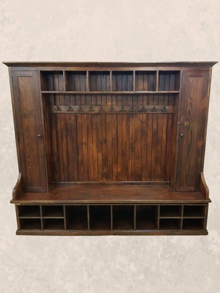 72 inch reclaimed wood mudroom organizer bench