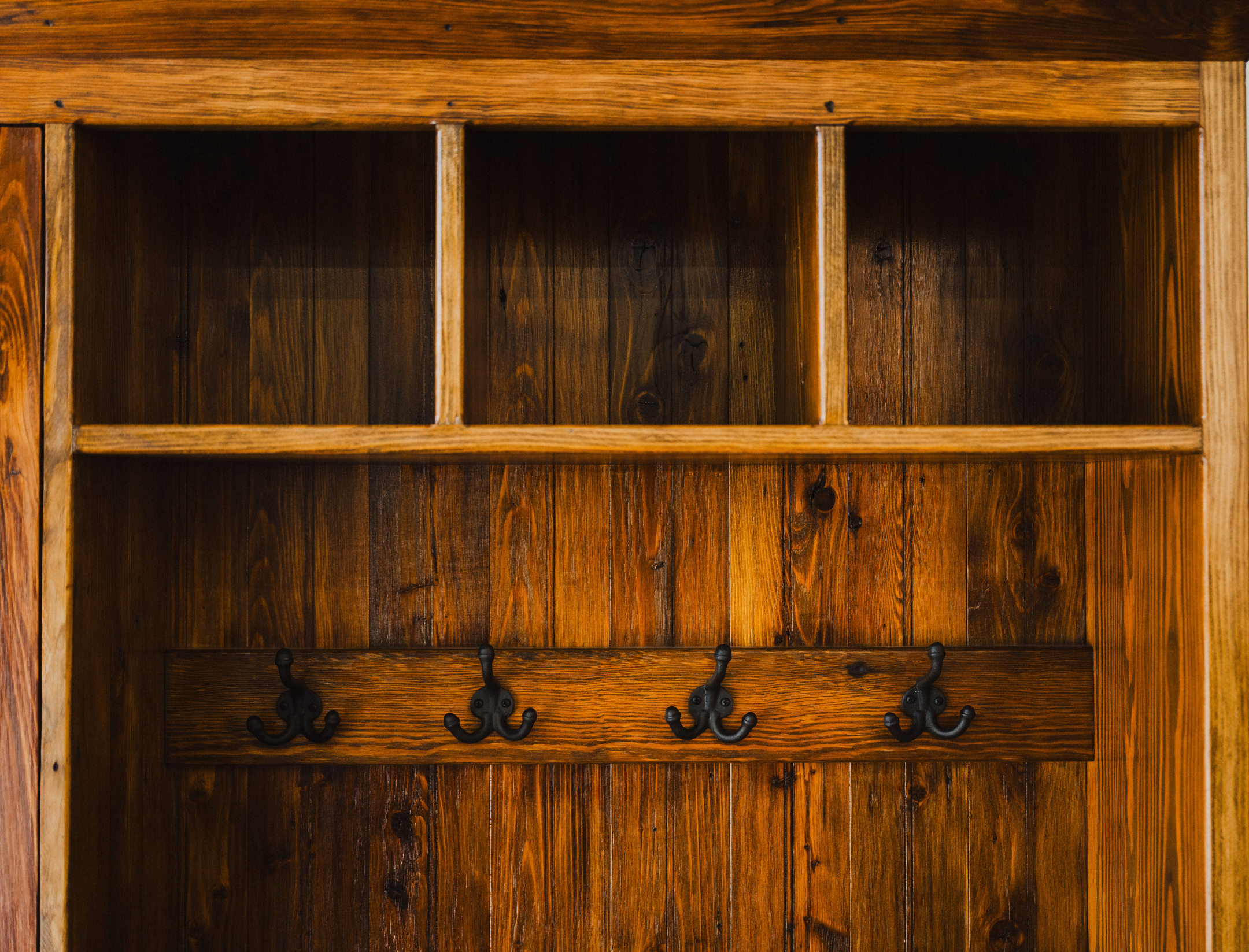 Reclaimed wood bench detail shot