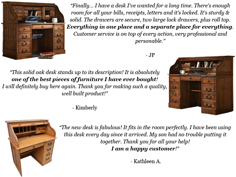 Solid Oak Wood Roll Top Executive Desk Harvest 54W x24d x44.5H Home Office  Organizer Desk