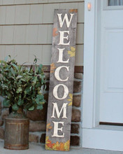 Outdoor Welcome Sign for Porch - Gray With Colorful Fall Leaves ...