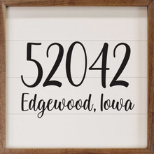 Personalized Zip Code with City and State Wood Framed Sign