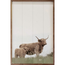 Highland and Baby Cattle - Wood Framed Art - Multiple Sizes - Country ...