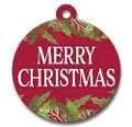 Merry Christmas Red With Holly and Greenery - Holiday Large Wooden Door Hanging Sign For Front Door Or Porch 19x21in.