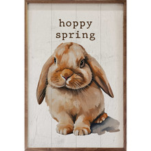 Hoppy Spring with Bunny Rabbit - Wood Framed Sign - Multiple Sizes ...