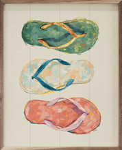 Colorful Summer Flip Flop Sandals Wood Framed Wall Art - Main Image