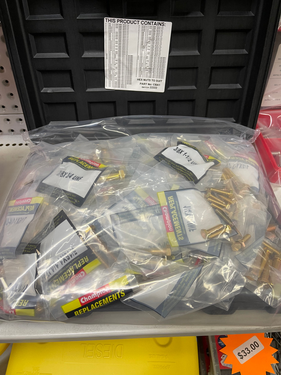 CHAMPION BOLTS & NUTS CASE ASSORTMENT KIT - IMPERIAL - 600 Pcs CBA1