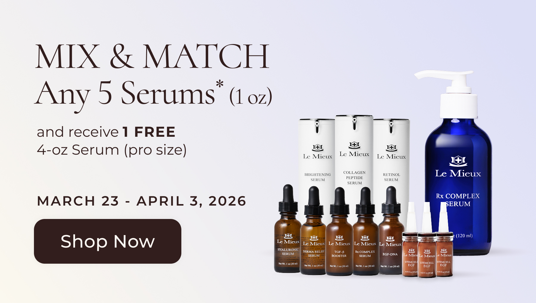 Serum promotion - buy 5 get 4oz free