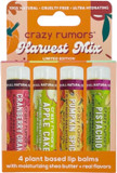 Crazy Rumors Set, Harvest Mix (Cranberry Orange, Apple Cake, Pumpkin Spice, Pistachio), Natural, Soothing Lip Balm Sticks