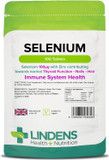 Lindens Selenium 100Mcg & Zinc - 100 Vegan Tablets - Healthy Skin, Nails, Hair, Thyroid, Immune Health | Made In The Uk | (3 Months Supply) | Letterbox Friendly