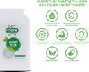 Get More Vits Multivitamin Tablets - 90-Day Supply Of Multivits & Iron Tablets For Men & Women - Immune System Booster To Boost Metabolism, Teeth & Muscle Support, Eye Health, & Energy Release