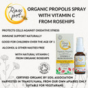 Raw Pot - Organic Propolis With Vitamin C From Rosehips Throat Spray - Alcohol-Free 100% Pure Raw Bee Propolis Extract Spray | Sore Throat Immunity Support Supplement | Kids & Adults (30Ml)