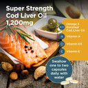Healthspan Super Strength Cod Liver Oil 1,200mg (120 Capsules) | Supports Heart, Brain & Eye Health | Added Vitamin A, D3 and Calcium | Rich in Omega-3 Fatty Acids DHA & EPA | Sustainably Sourced