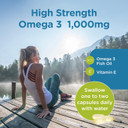 Healthspan High Strength Omega 3 1,000mg (120 Capsules) | Supports Brain, Eye & Heart Health | 120mg DHA & 170mg EPA Per Capsule | Highly Purified to Remove Toxins | Sustainably Sourced Fish Oil