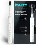 iWhite Sonic Electric Toothbrush - Rechargeable Electric Toothbrush for Adults - 5 Modes with 40000 VPM - One Charge Lasts for 3 Months - Charcoal Infused Bristles for Teeth Whitening - USB Charger