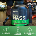 Optimum Nutrition Serious Mass Protein Powder High Calorie Weight Gainer With 25 Vitamins And Minerals, Creatine Monohydrate And Glutamine, Strawberry Flavour, 8 Servings, 2,73 Kg