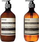 Aesop Reverence 500Ml And Resurrection Aromatique 500Ml Handwash Duo Set Essential Botanical Extracts With Bergamot Mandarin Rind Gentle Formulation Single Pump Gel Exfoliate Cleanse Refreshed Skin