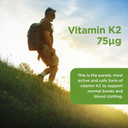 Healthspan Vitamin K2 75µg | 60 Capsules | Bone & Blood Health | Purest & Most Active Form | Vegan
