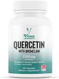 Vinco Quercetin With Bromelain Supplement - 1000Mg Quercetin & 200Mg Bromelain Per Serving  120 High Strength Capsules - For Immune Support  Non-Gmo & Gluten Free