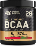 Optimum Nutrition Gold Standard BCAA Train + Sustain, Amino Acids Pre Workout Powder, Sports Drink with Vitamin C, Zinc, Magnesium and Electrolytes, Strawberry Kiwi Flavour, 28 Servings, 266 g