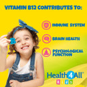 Kids Vitamin B12 2.5mcg Sublingual 90 Tablets (V) Vegan Methylcobalamin Chewable Tablets for Children. Orange Flavoured. Made in The UK by Health4All