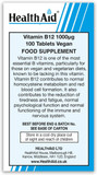 HealthAid Vitamin B12 (Cyanocobalamin) 1000ug - Prolong Release - 100 Tablets