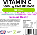 Lindens Vitamin C+ 1000Mg Time Release Tablets - 120 Pack - With Citrus Bioflavonoids And Rosehip - Contributes To Immune System Health, Reduces Tiredness And Supports Healthy Skin And Teeth