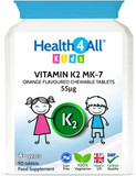 Health4All Kids Vitamin K2 MK-7 55mcg Chewable 90 Tablets (V) Sugar Free Supplement for Children. Natural Orange Flavour