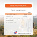 Healthspan Vegan Vitamin D3 50 Plus | 180 Capsules | 50 Micrograms of Vitamin D | Healthy Muscle, Bones & Teeth | Immune Support