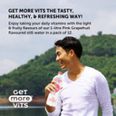 Get More Vits Flavoured Water - Vegan, Low Calorie, & Sugar Free Spring Water with of Vitamin B12 - Pink Grapefruit Flavoured Adults & Kids Drinks - 1 Litre Spring Water Bottle Multipack, Pack of 12
