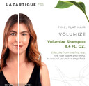 Lazartigue Volumise Shampoo, Enriched With Rice Proteins, Gives Body & Substance To Fine Hair, Leaves Soft & Shiny, Increased Lasting Natural Volume, Vegan, 250Ml