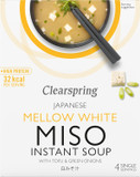 Clearspring Japanese Mellow White Miso Instant Soup, 4x10g