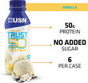 USN Trust 50 Pre-mixed & Ready to Drink Protein Shake Bottles: 6 x 500 ml Vanilla High Protein Recovery Drinks