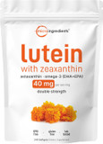 Micro Ingredients Lutein & Zeaxanthin 40Mg Softgels, 240 Count, With Astaxanthin, Omega-3S, & Phospholipids | Eye + Vision Health Vitamins | Third Party Tested, Non-Gmo, Gluten Free