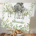 Zebras Floral Forest Animals Leaves Custom Name 40 X 50 In,Personalized Swaddle Blanket Baby Dotted Minky Blanket Living Room Camping Travel Teen Soft Blanketstyle 140"X50"