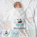 Cute Zebra Flower Wreath Personalized Blanket Nursery Bed Swaddle Blankets,Custom Name Dotted Minky With Double Layer Dotted Minky Backing,50X60 In For Boys Girls Adultsstyle 2
