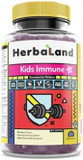Herbaland Vegan Immune Bears (Immune Boost) For Kids Gummies, Vitamin C, D3, Zinc, Echinacea, Elderberry, Chewable, Sugar-Free & Gluten-Free - Raspberry Lemon Flavor, 90 Count, Compostable Pouch