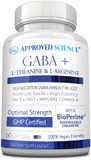 Approved Science Gaba+ - Promote Calm, Improve Sleep, Boost Mood - Gaba, L-Theanine, L-Arginine, Vitamin B6, Bioperine - High Absorption - 60 Capsules - Vegan