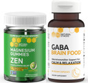 Magnesium Ashwagandha Gummies 30Ct With Gaba Brain Food 60Ct Supplement By Natural Stacks
