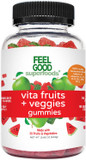 Feelgood Superfoods Vita Fruits And Veggies Supplements, Multivitamin Fruit And Vegetable Gummies, 25 Fruits And Vegetables, Watermelon And Apple Flavors, Vegan, Non-Gmo, 60 Count