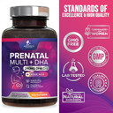 Prenatal Multivitamin with Folic Acid & DHA, Prenatal Vitamins Supplement, Folate, Omega 3, Vitamins D3, B6, B12 & Iron, Women's Pregnancy Support Prenatal Vitamins, Non-GMO Gluten Free - 120 Softgels