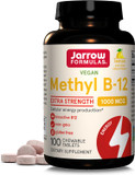 Jarrow Formulas Extra Strength Methyl B-12 1000Mcg, Dietary Supplement For Cellular Energy Production And Brain Health Support, 100 Lemon-Flavored Chewable Tablets, 100 Day Supply100 Servings (Pack Of 1)