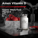 Amen Vitamin D, K2 & Zinc, Cholecalciferol D3 5000 Iu, Organic Whole Food Blend With Apple, Blueberry, Cranberry, Elderberry Powder Fruits, Vegan Supplement, D3 K2 Vitamins, Non-Gmo - 60 Capsules