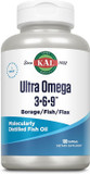 Kal Ultra Omega 3-6-9 1200Mg | Fish Oil W/Cold Pressed Flaxseed & Borage Oil | Skin, Hair, Heart, Memory | 100 Softgels