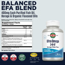 Kal Ultra Omega 3-6-9 1200Mg | Fish Oil W/Cold Pressed Flaxseed & Borage Oil | Skin, Hair, Heart, Memory | 100 Softgels
