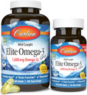 Carlson - Elite Omega-3 Gems, 1600 Mg Omega-3 Fatty Acids Including Epa And Dha, Norwegian Fish Oil Supplement, Wild Caught, Sustainably Sourced Capsules, Lemon, 90+30 Softgels120 Count (Pack Of 1)