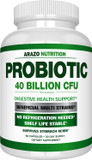 Arazo Nutrition Probiotic 40 Billion Cfu - Shelf Stable With Prebiotics And Acidophilus - Stable Potency Until Expiration  Time Delay Release Probiotics