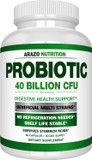 Arazo Nutrition Probiotic 40 Billion Cfu - Shelf Stable With Prebiotics And Acidophilus - Stable Potency Until Expiration  Time Delay Release Probiotics